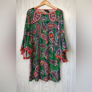 MSK Paisley Bell Sleeve Shift Dress